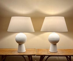 Lampade da tavolo minimaliste in gesso, modello Orbis, paralumi personalizzati, Francia