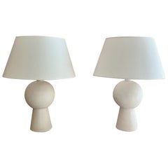 Lampade da tavolo minimaliste in gesso, modello Orbis, paralumi personalizzati, Francia