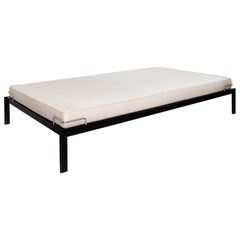 Used Minimalist Platform Bed in Black Painted Metal, Switzerland, circa 1980