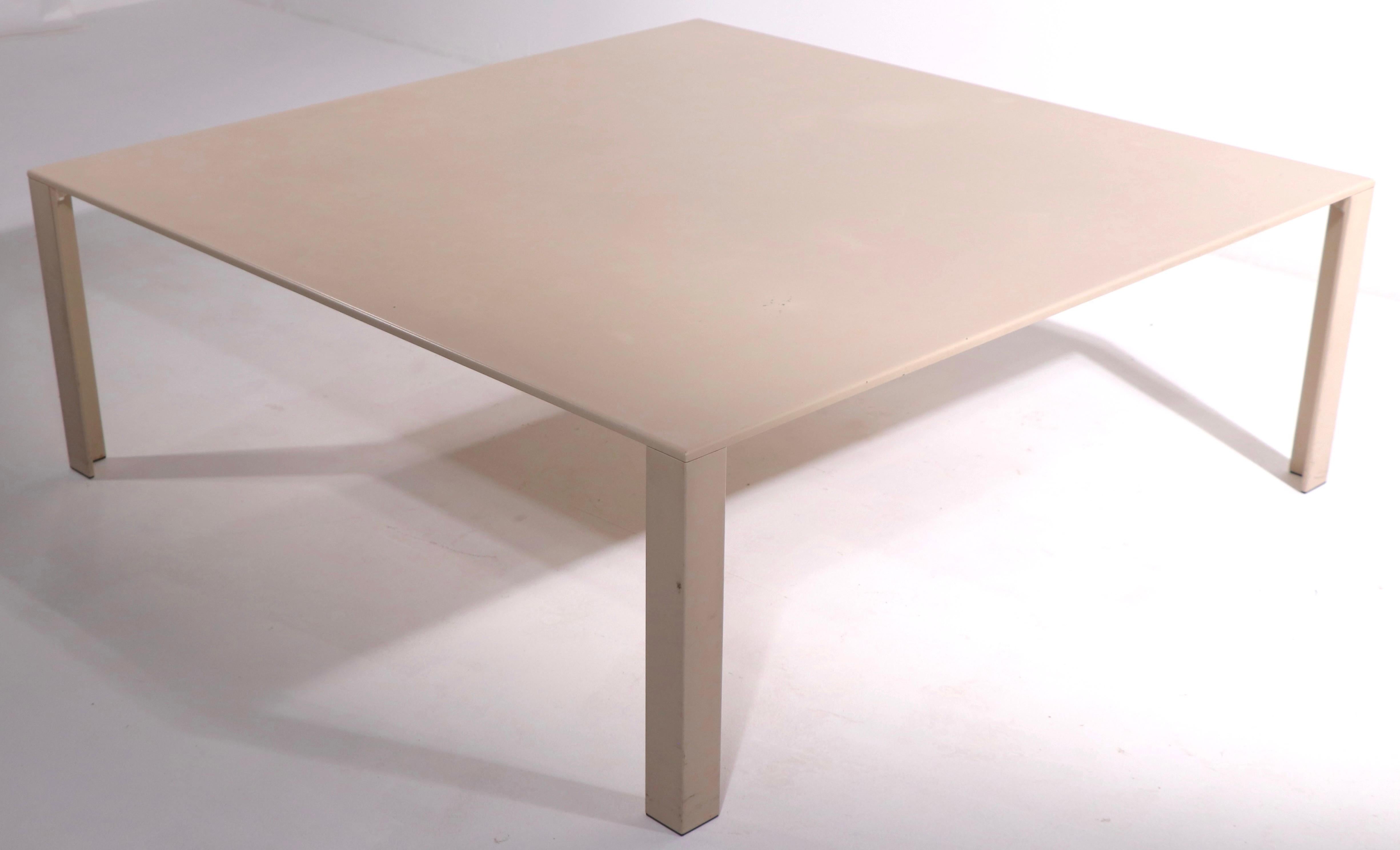 Steel Minimalist Postmodern Coffee Table Att. to Saporiti For Sale