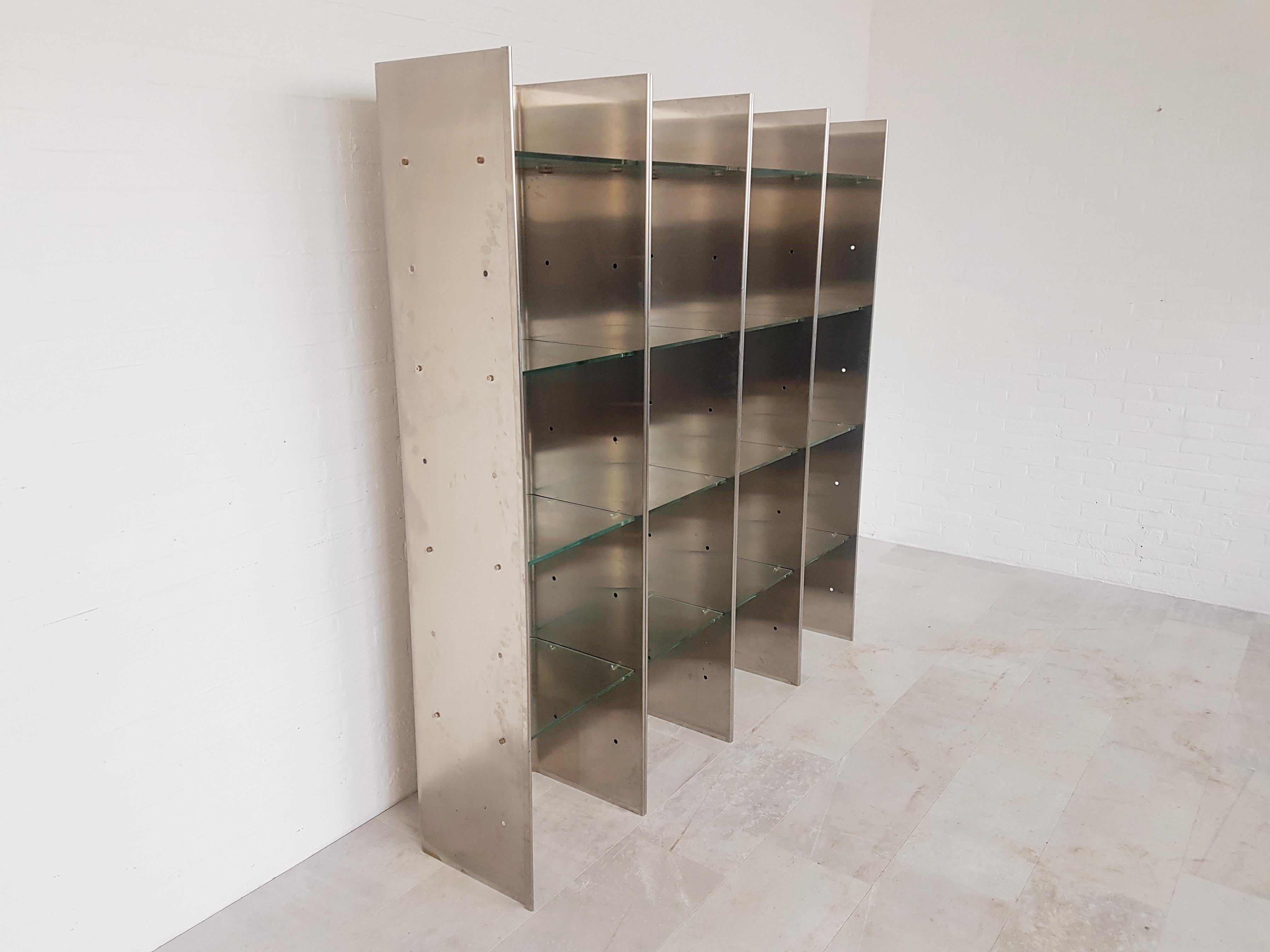 Minimalist Postmodern Steel Bookcase by Venosta and Zimmerman for Arflex, 1971 1