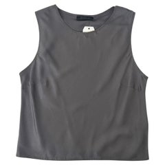 Minimalist Prada Sleeveless Gray Silk Top - No import duty, we pay for it!