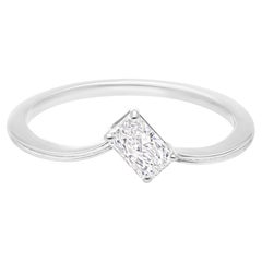 Minimalist Radiant Cut Diamond Solitaire Engagement Ring 14 Karat White Gold