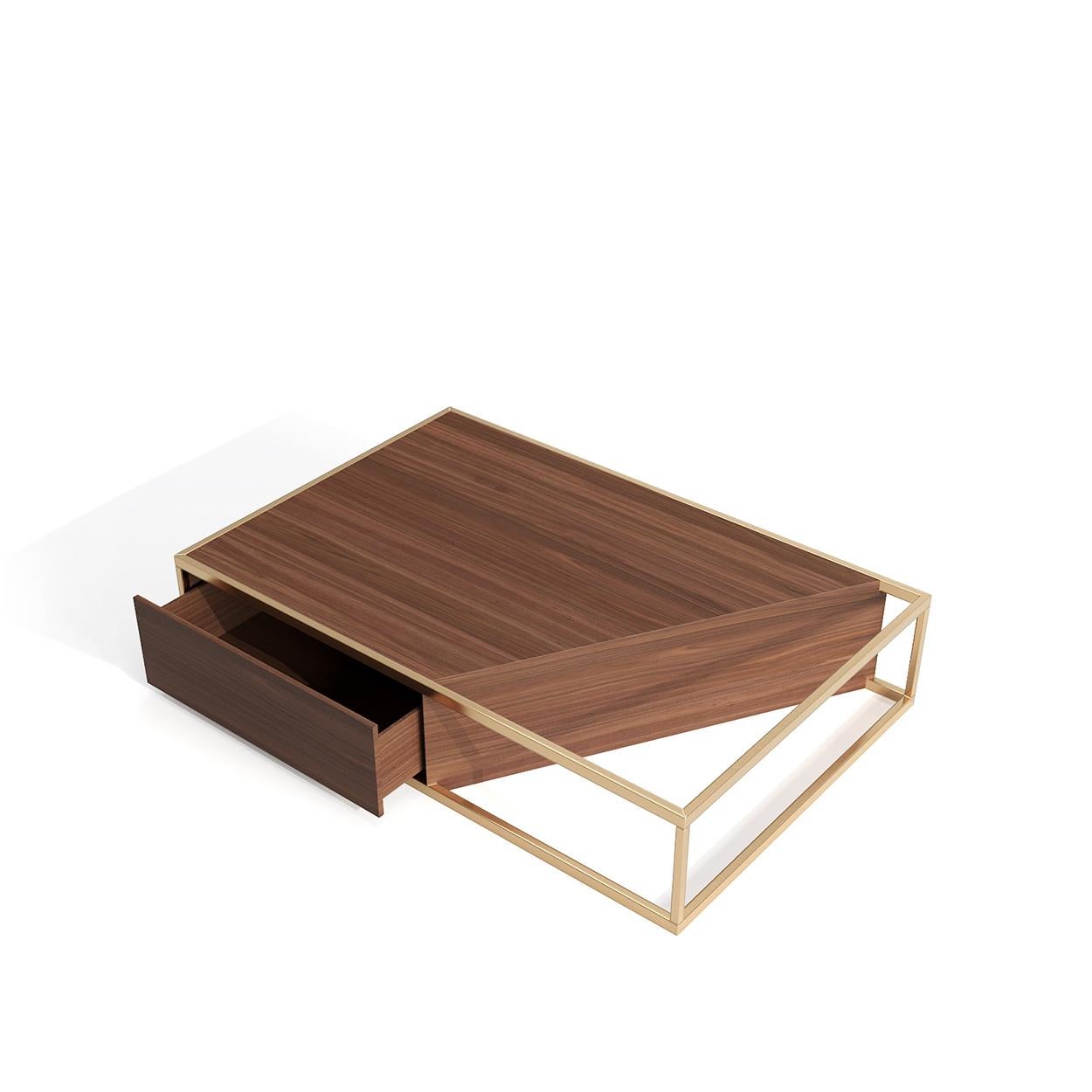 Tavolino da caffè moderno minimalista rettangolare centrale in legno di Oak Wood nero Laccato nero in vendita 6