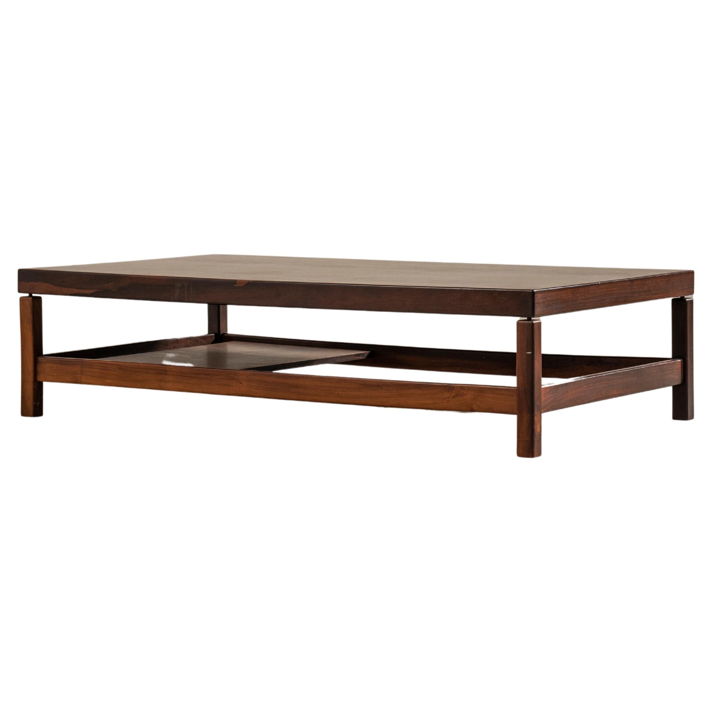 Minimalist Rectangular Coffee Table in Solid Wood, Brazilian Mid-century Modern 