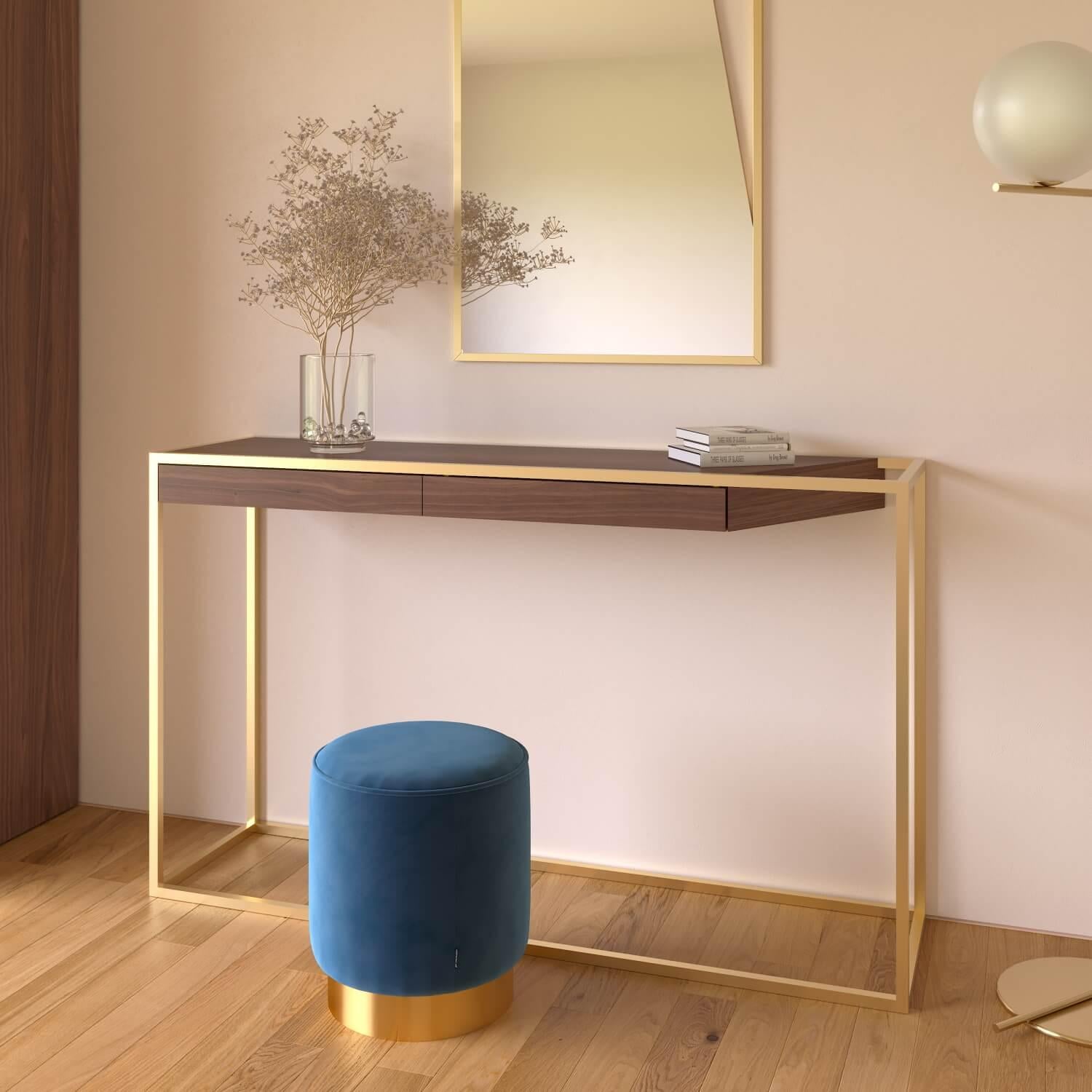 Table console rectangulaire moderne et minimaliste en bois d'Oak Wood et laque noire en vente 7