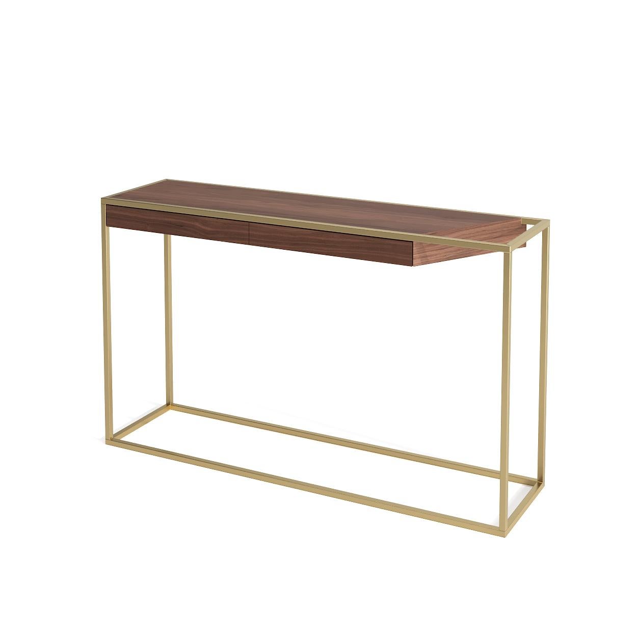 Tavolo console rettangolare moderno e minimalista in legno di Oak Wood e lacca nera in vendita 11