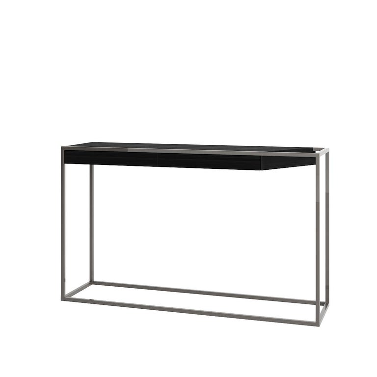 Minimalist Rectangular Console Table in Black Oak Wood and Black