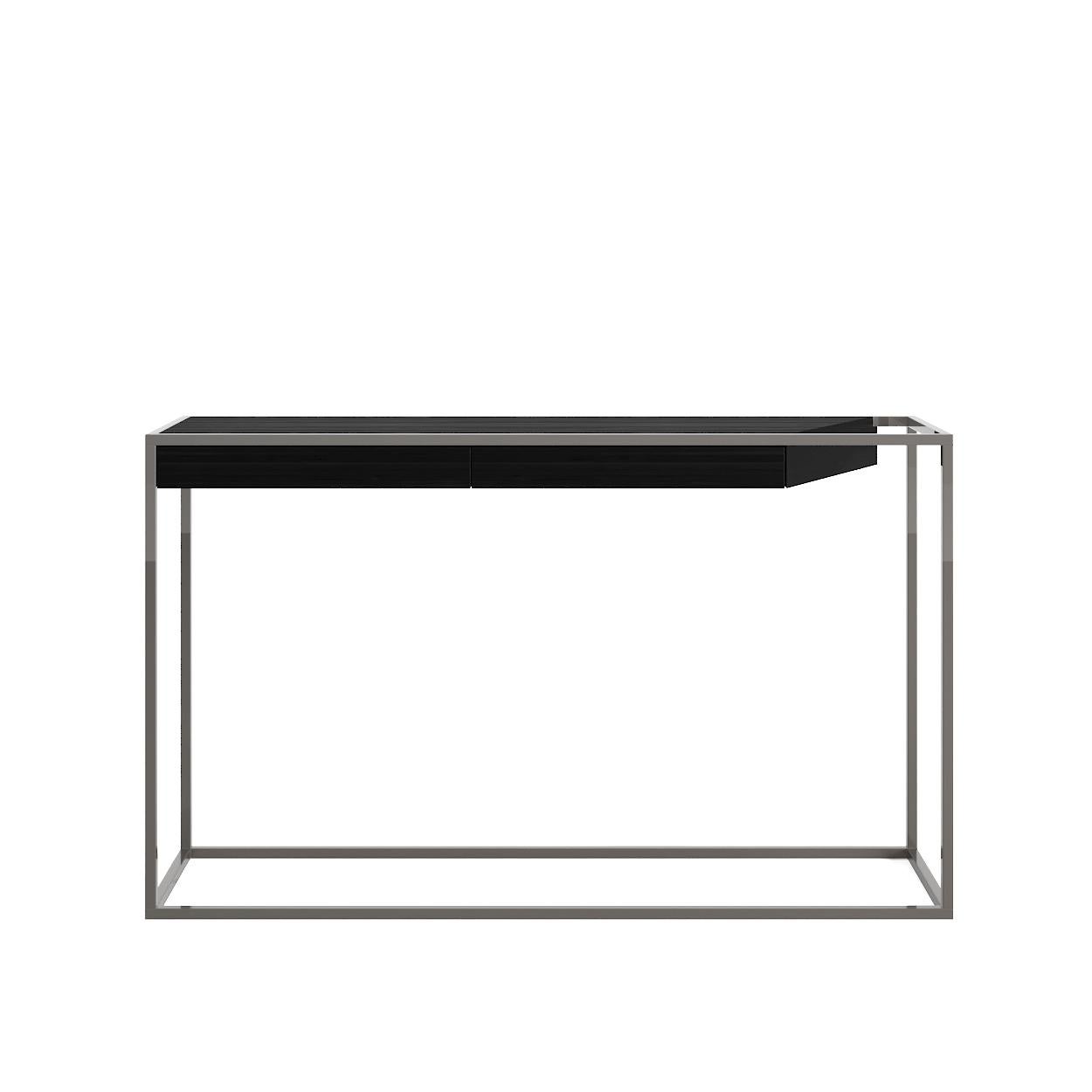 Table console rectangulaire moderne et minimaliste en bois de noyer et laiton brossé en vente 11