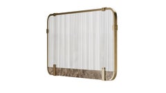 Minimalist Rectangular Lirak Mirror With Metallic Frame and Marble Detail