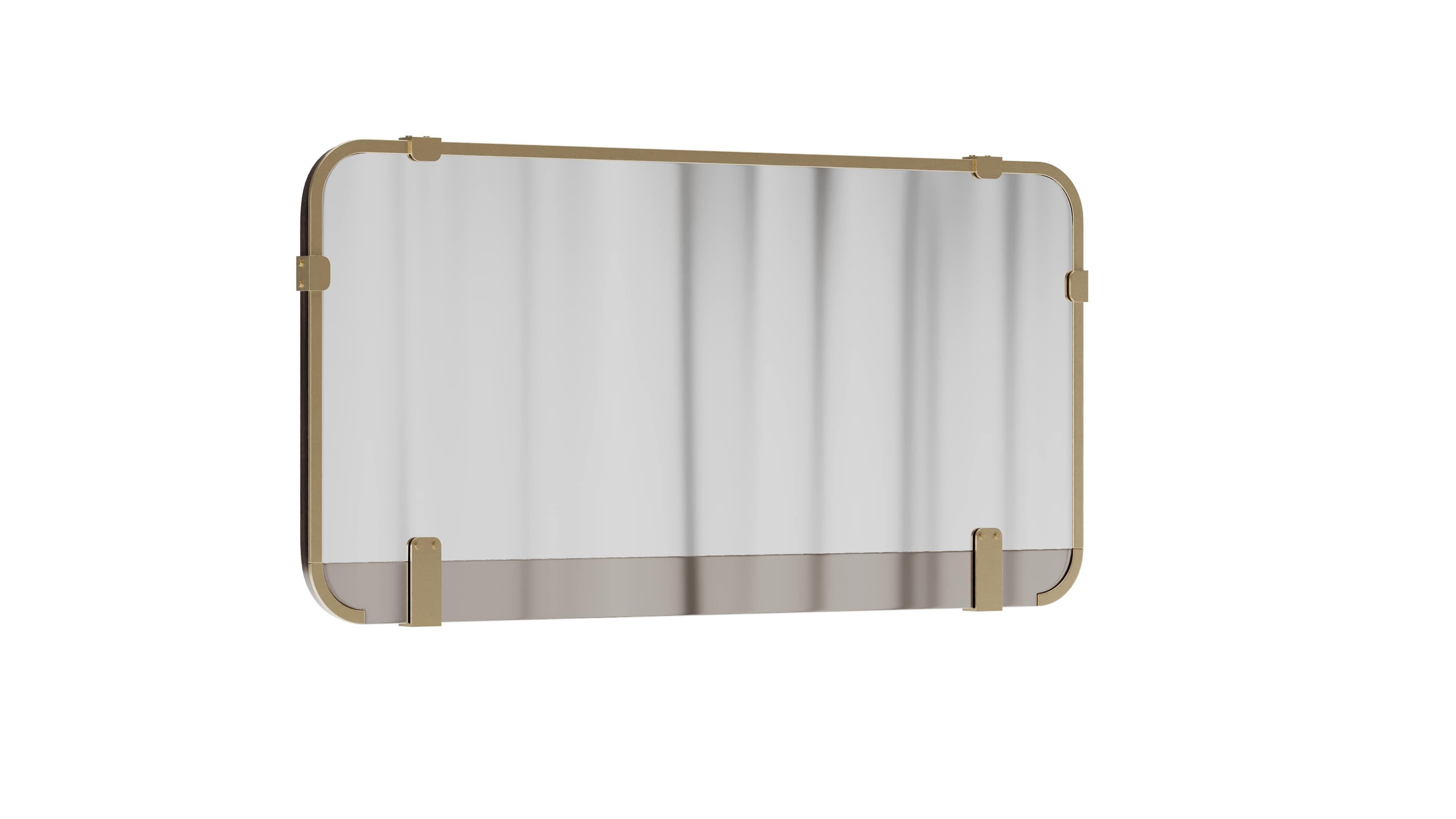 Bronzed Minimalist Rectangular Lirak Mirror With Metallic Frame For Sale