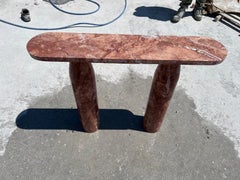 Minimalist Red Travertine Console Table - Marble Hallway - Stone Entrway