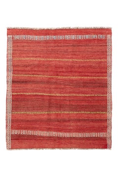 Minimalist Red Turkish Kilim with Soft Tribal Motif