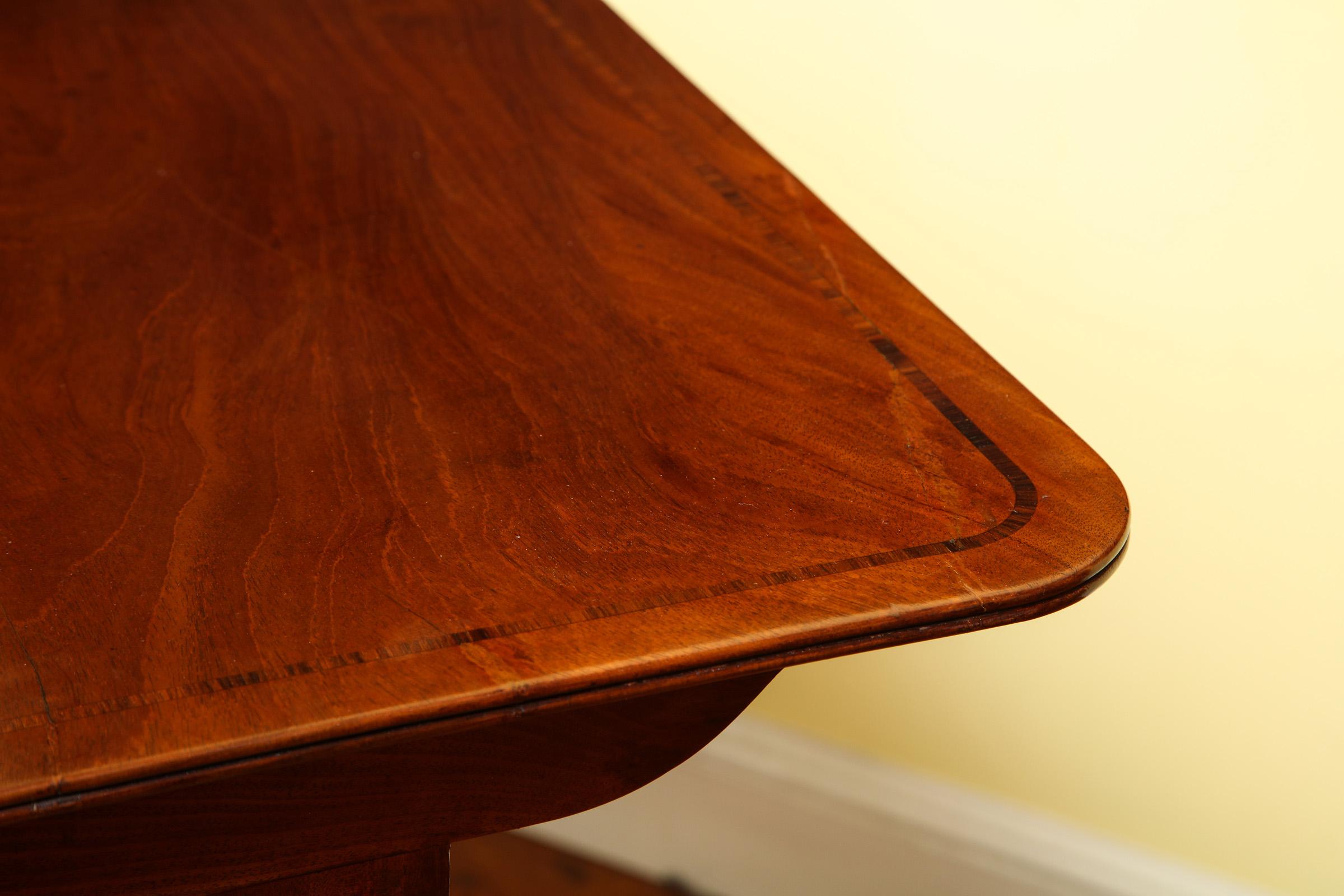 Hand-Carved Minimalist Regency Mahogany & Ebonized Inlaid Writing Table English, circa 1800 For Sale