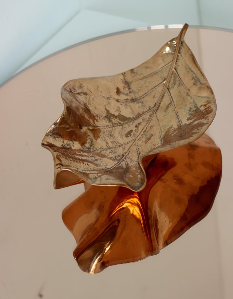 Orbis Rose Gold / Peach Tinted Round Contemporary Frameless Mirror - Medium For Sale 1