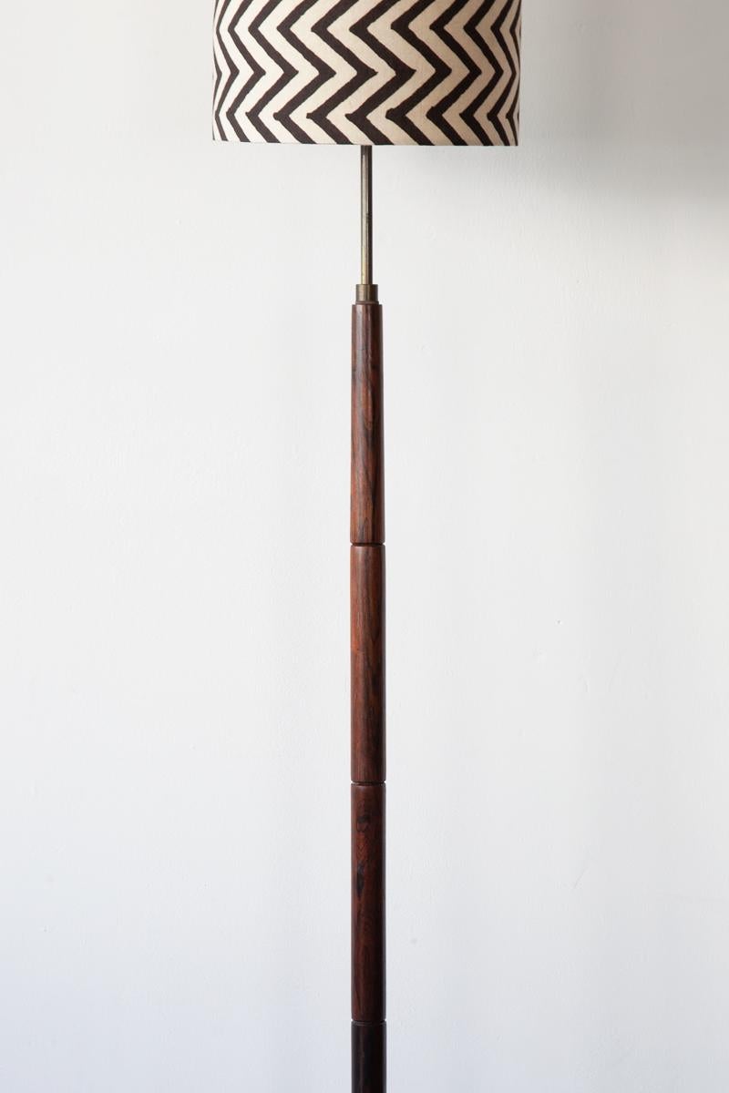 Mid-Century Modern Minimalist Rosewood Floor Lamp Made in Denmark in the 1960's, Mid Century For Sale