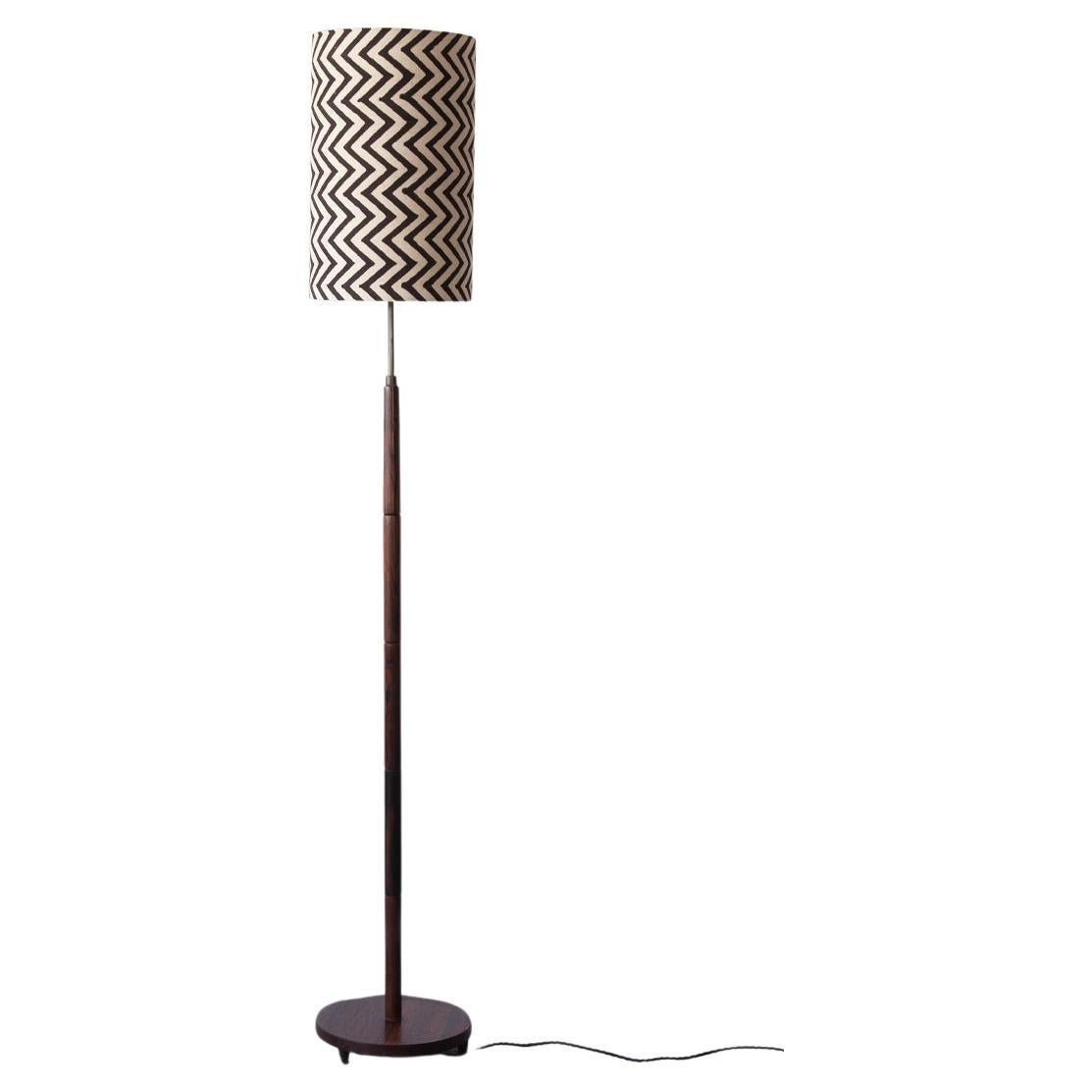 Minimalist Rosewood Floor Lamp Made in Denmark in the 1960's, Mid Century For Sale