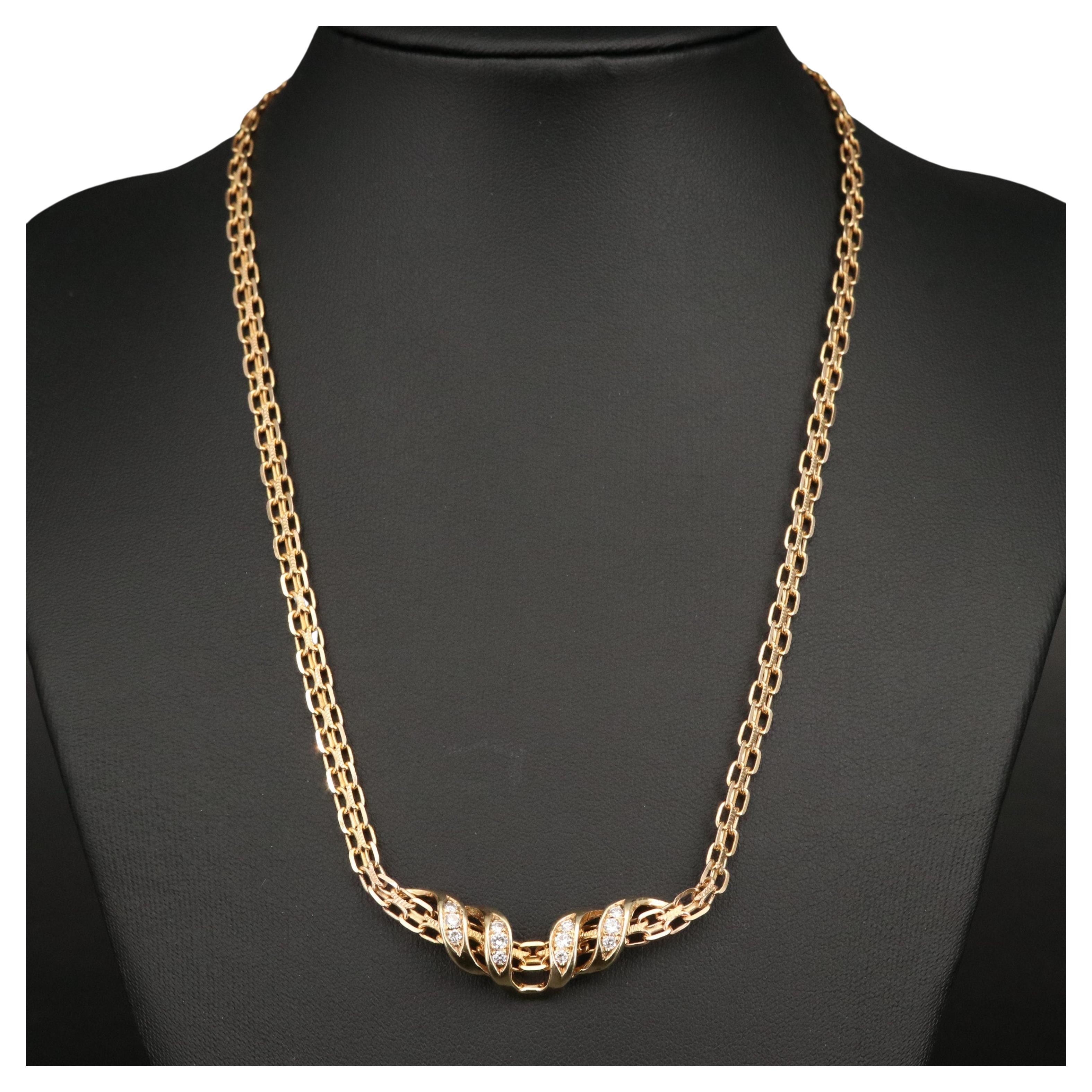 Minimalist Sapphire Diamonds Gold Necklace, 18K Gold For Sale at 1stDibs