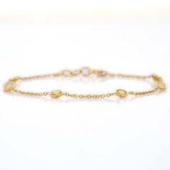 Minimalist Round Cut Yellow Sapphire Chain Bracelet Mounted in 18K Yellow Gold