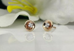 Minimalist Round Diamond Earring 14k Solid Gold