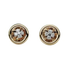 Minimalist Round Diamond Earring 14k Solid Gold
