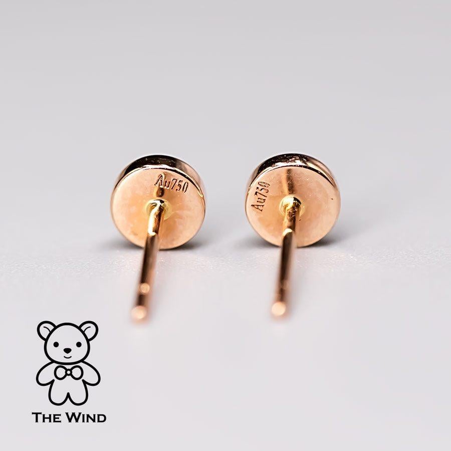 Minimalistische runde Doublet-Opal-Ohrstecker 18k Roségold (Rundschliff) im Angebot