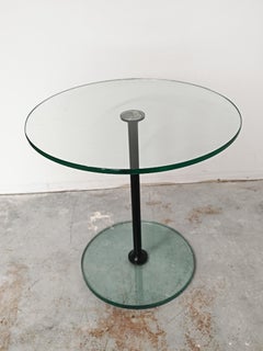 Table d'appoint ronde minimaliste avec plateau et base en verre par Draenert, Allemagne 1983