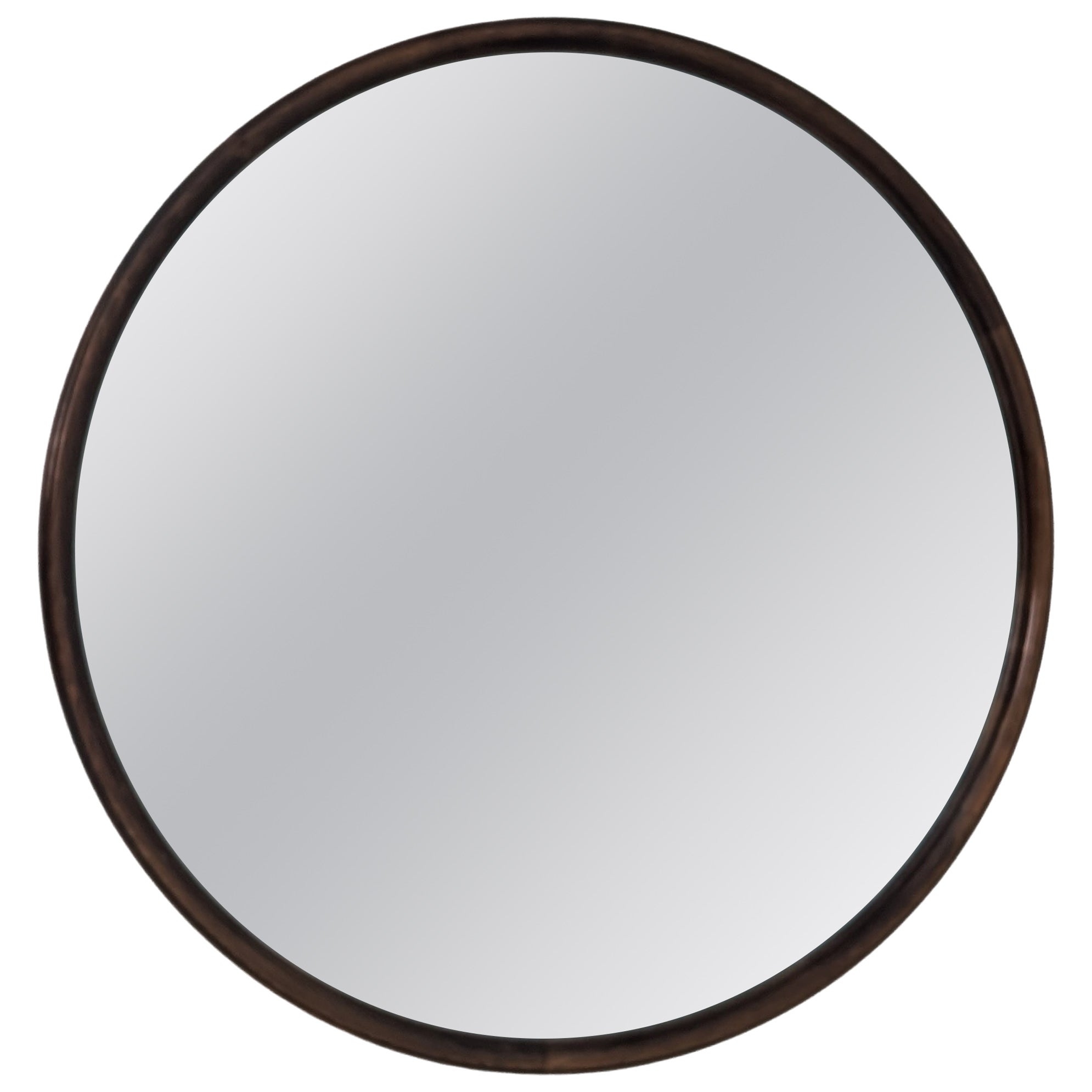 Minimalist Round Wooden Frame Mirror, Finland 1930s For Sale