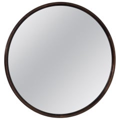 Minimalist Round Wooden Frame Mirror, Finland 1930s