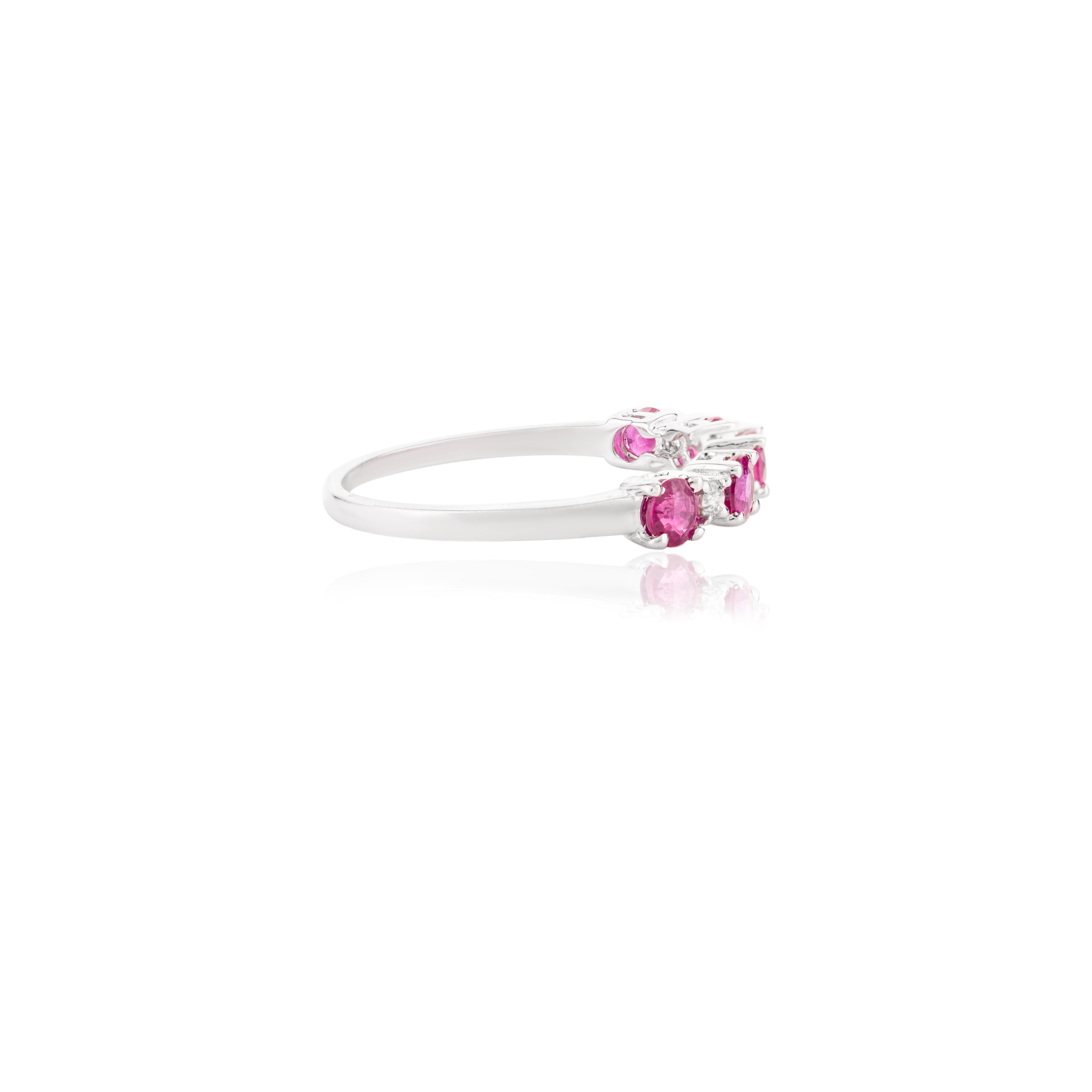 in vendita:  Anello minimalista con rubino e diamante impilabile per la fidanzata in oro bianco 14 carati 3