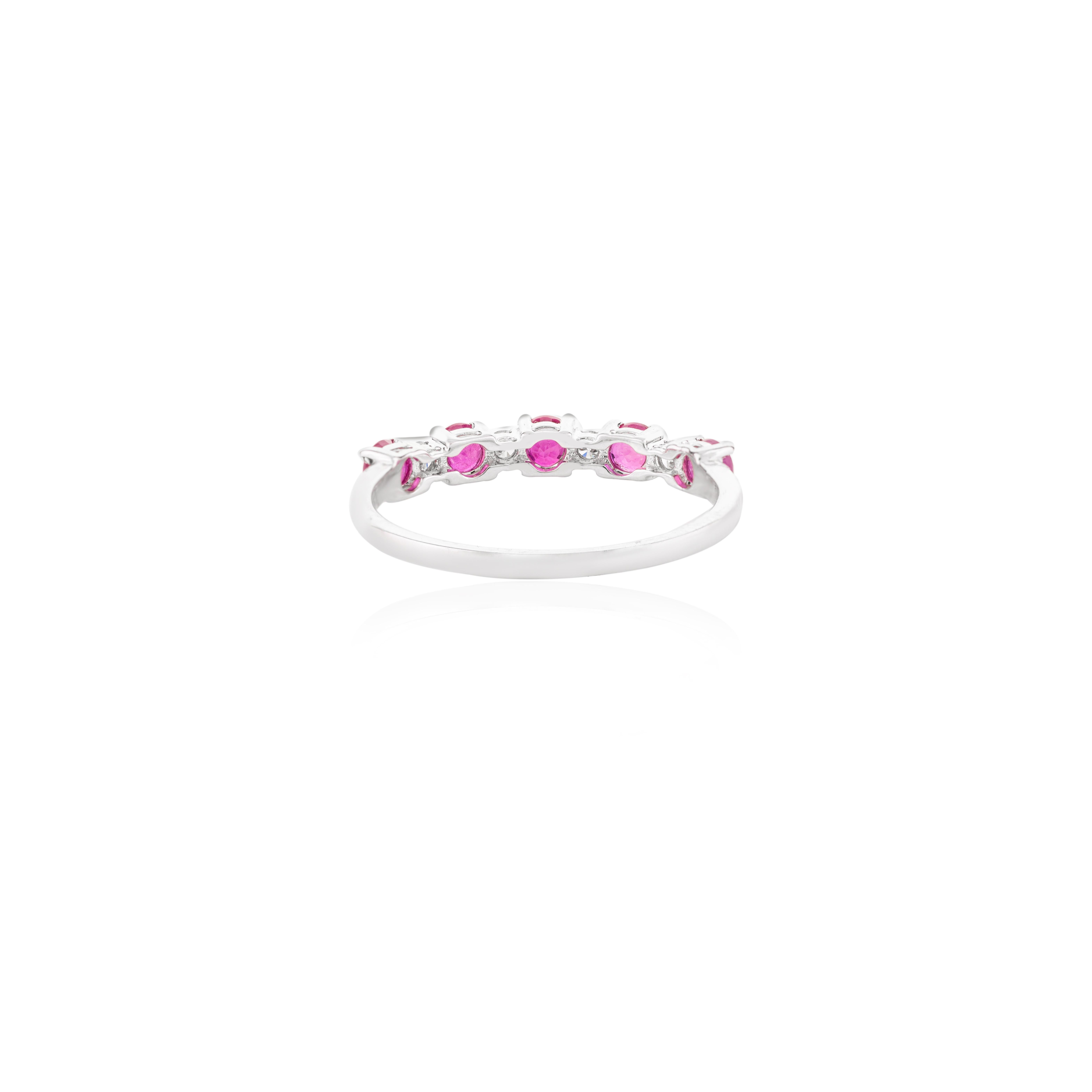 in vendita:  Anello minimalista con rubino e diamante impilabile per la fidanzata in oro bianco 14 carati 7