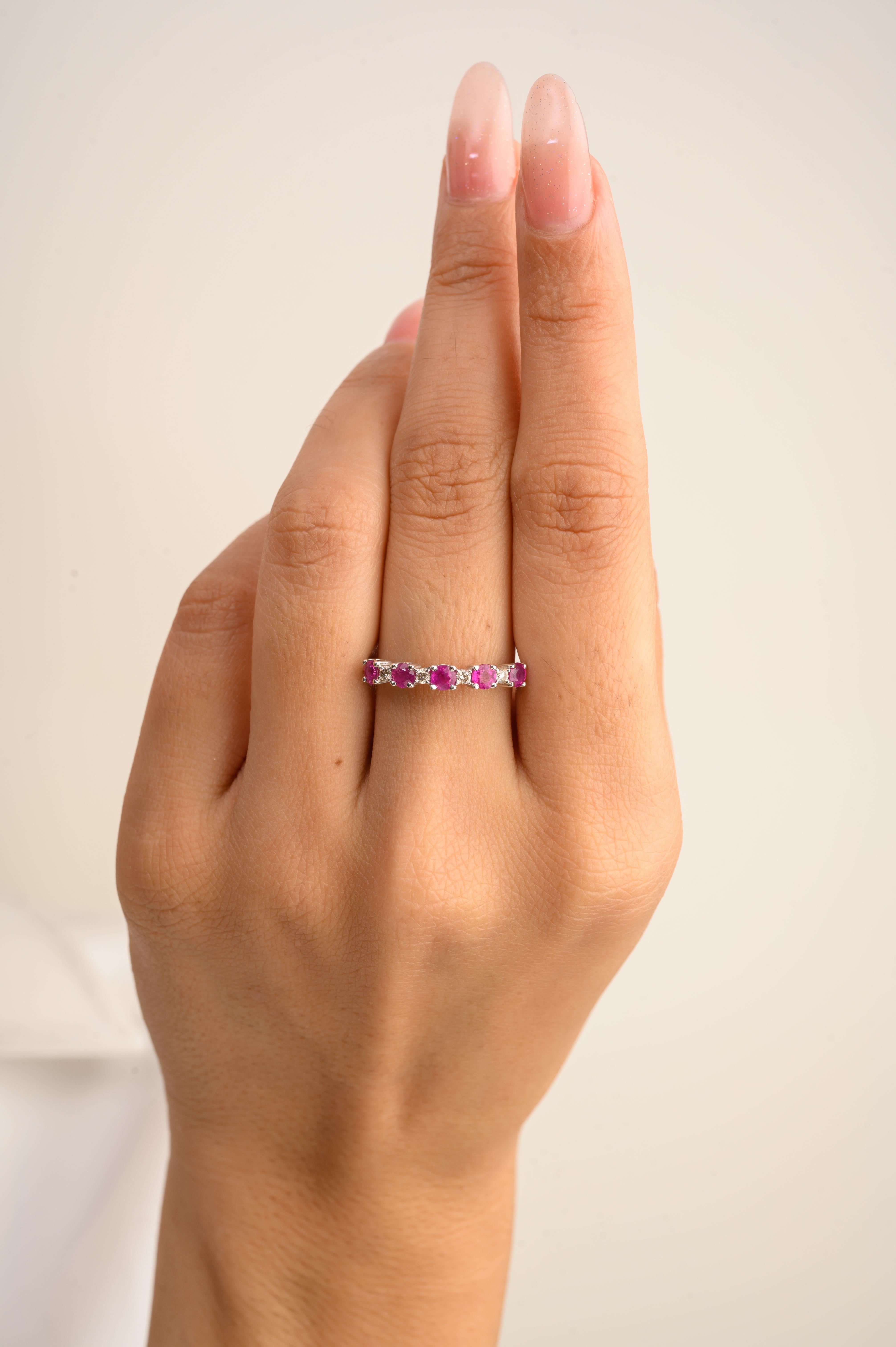 in vendita:  Anello minimalista con rubino e diamante impilabile per la fidanzata in oro bianco 14 carati 6