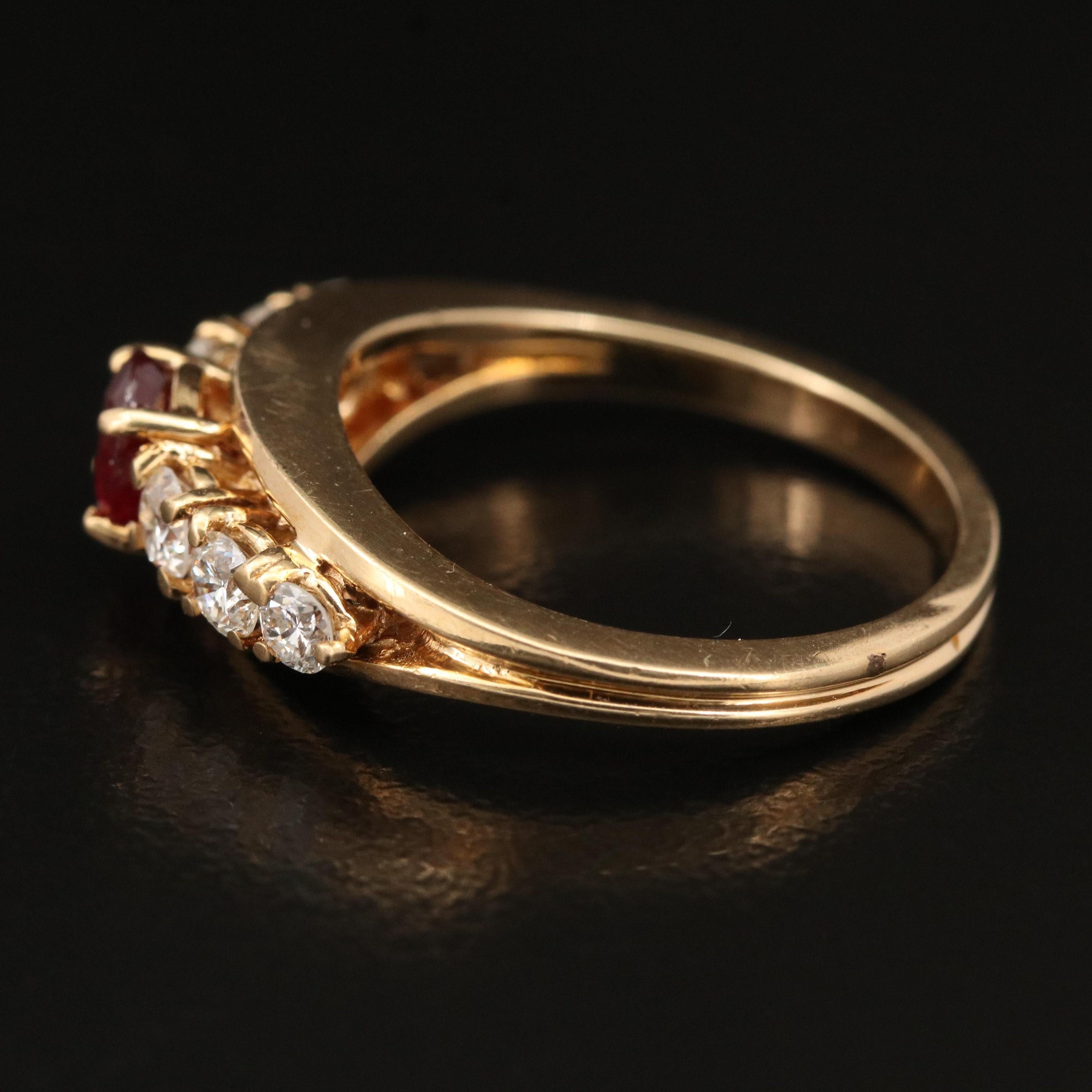 For Sale:  Minimalist Ruby & Diamond Engagement Ring Art Deco Ruby Yellow Gold Wedding Ring 3