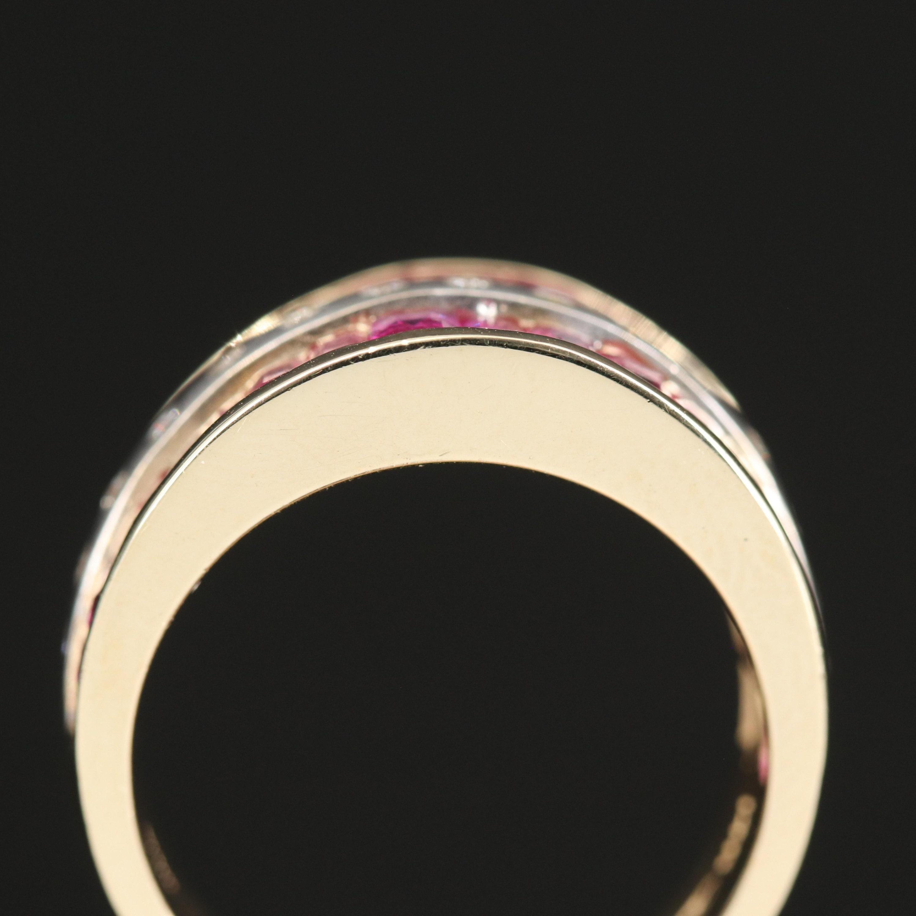 For Sale:  Minimalist Ruby Diamond Fashion Ring, Ruby Yellow Gold Band Promise Ring For Her 6
