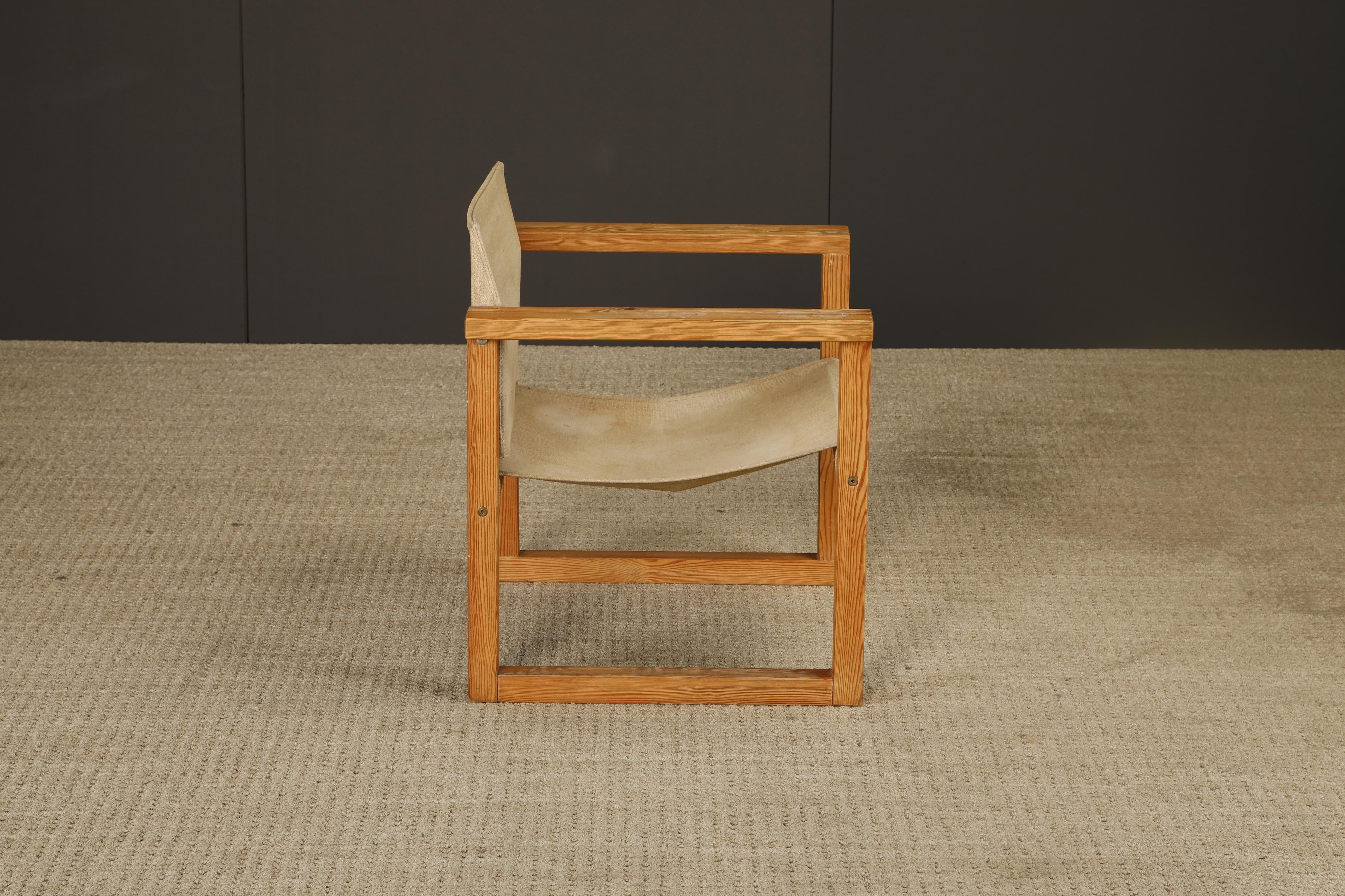 Minimalist Safari Sling Lounge Chair in Natural Canvas and Solid Wood, c 1970s For Sale 6