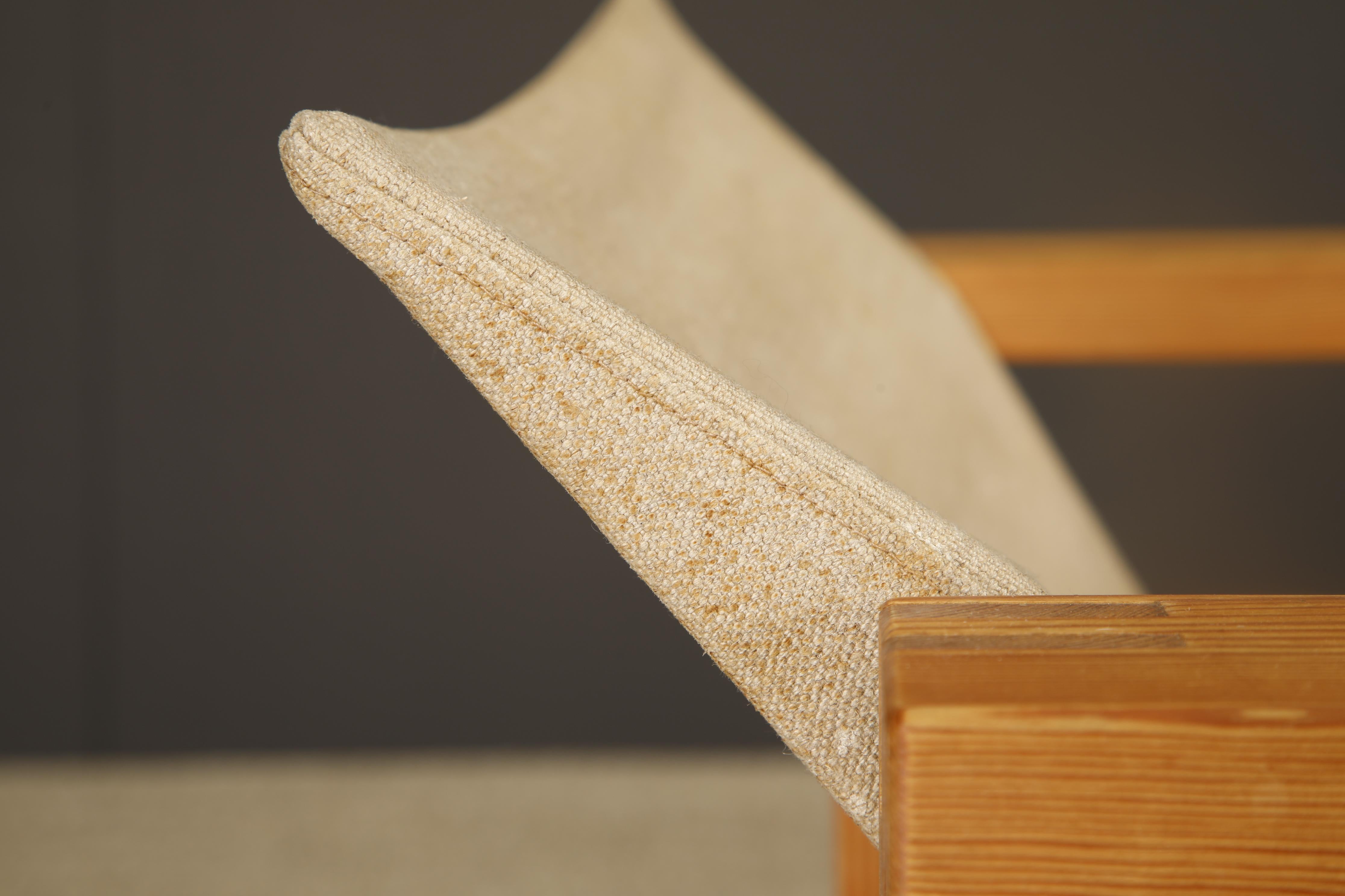Minimalist Safari Sling Lounge Chair in Natural Canvas and Solid Wood, c 1970s For Sale 8
