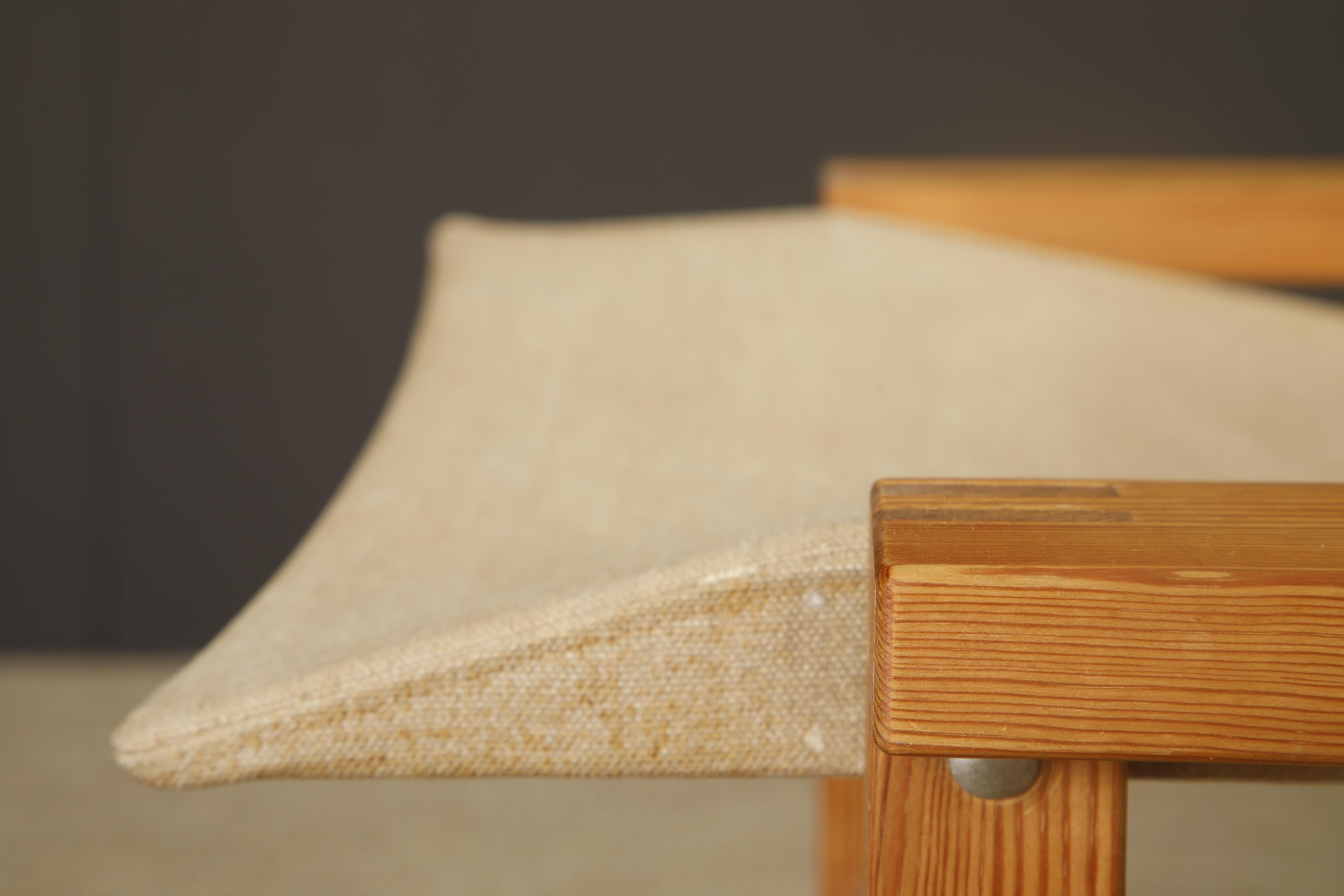 Minimalist Safari Sling Lounge Chair in Natural Canvas and Solid Wood, c 1970s For Sale 9