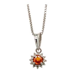 Minimalistischer Saphir und Halo-Diamant-Edelstein-Anhänger für Mama aus Sterling Silber
