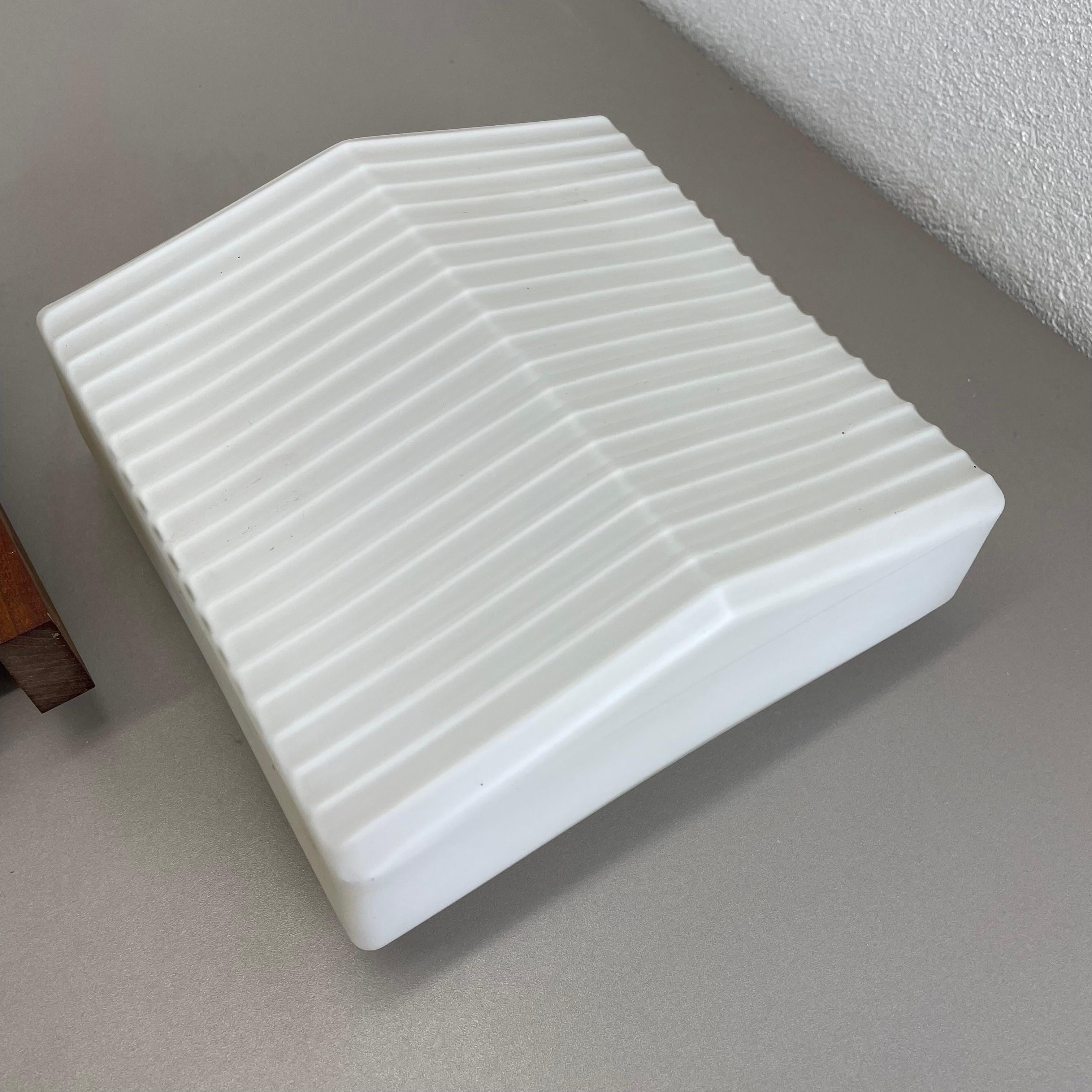 minimalist satin white glass and teak Wall Light by BEGA Lights, Germany 1960s For Sale 8
