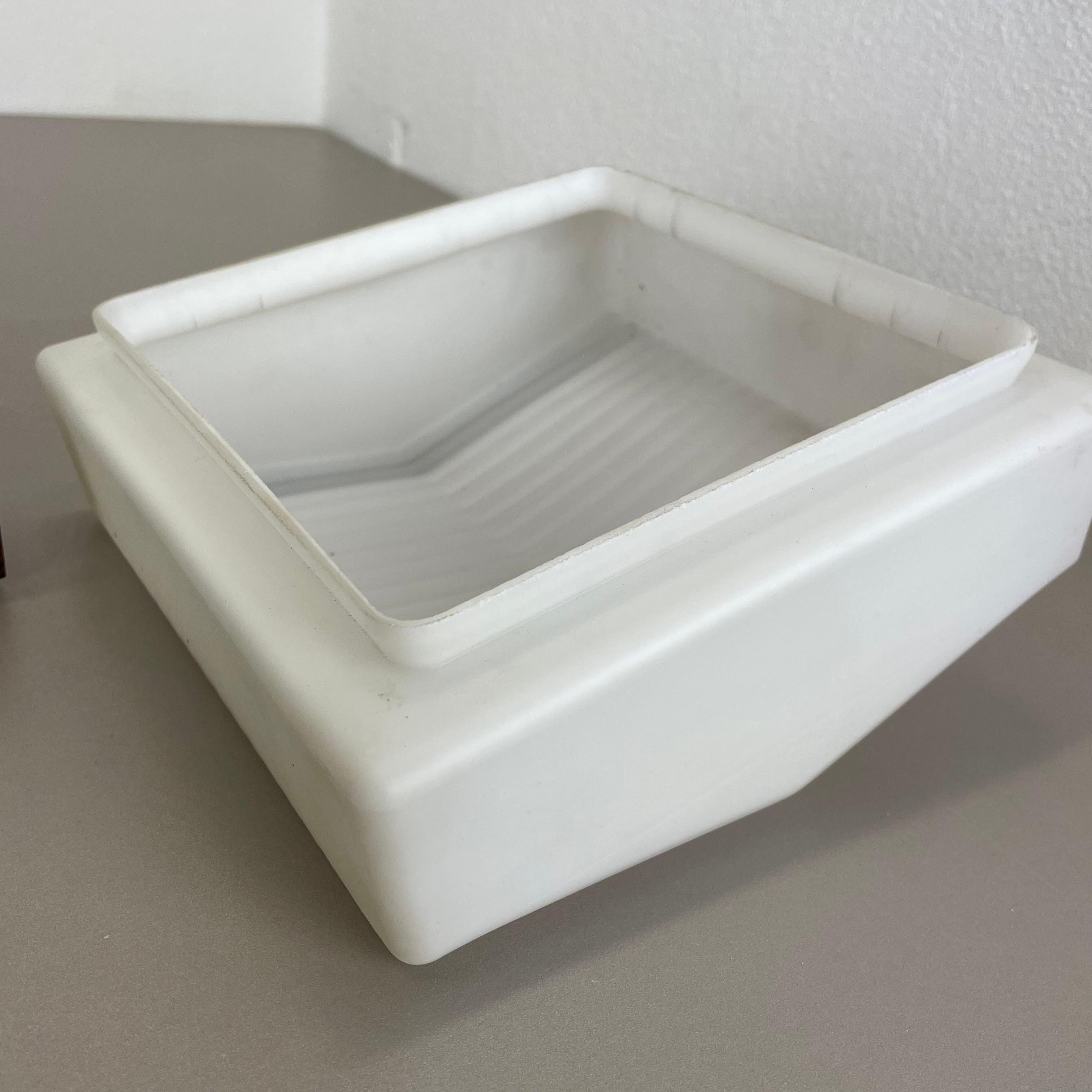 minimalist satin white glass and teak Wall Light by BEGA Lights, Germany 1960s For Sale 10