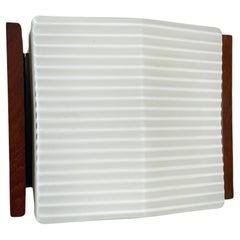 minimalistische Wandleuchte aus satiniertem weißem Glas und Teakholz von BEGA Lights, Deutschland 1960er Jahre