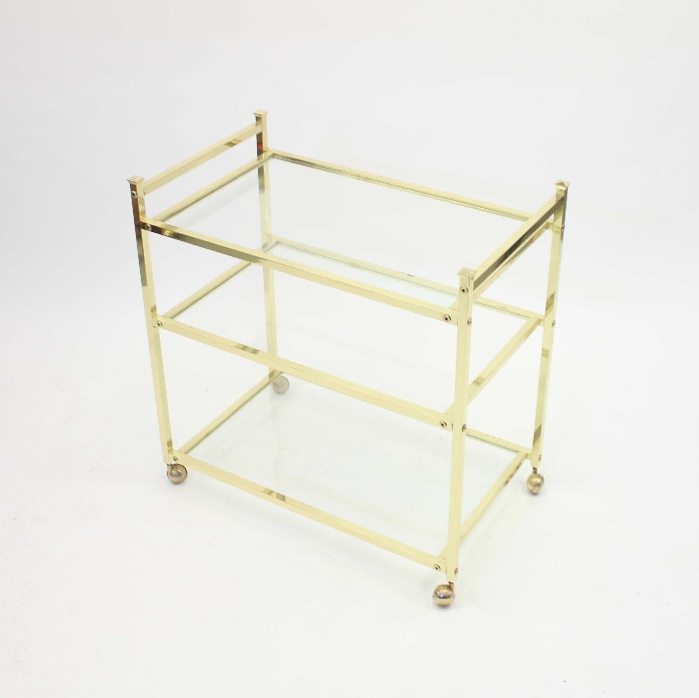 Late 20th Century Minimalist Scandinavian Brass Bar Trolley, 1970s