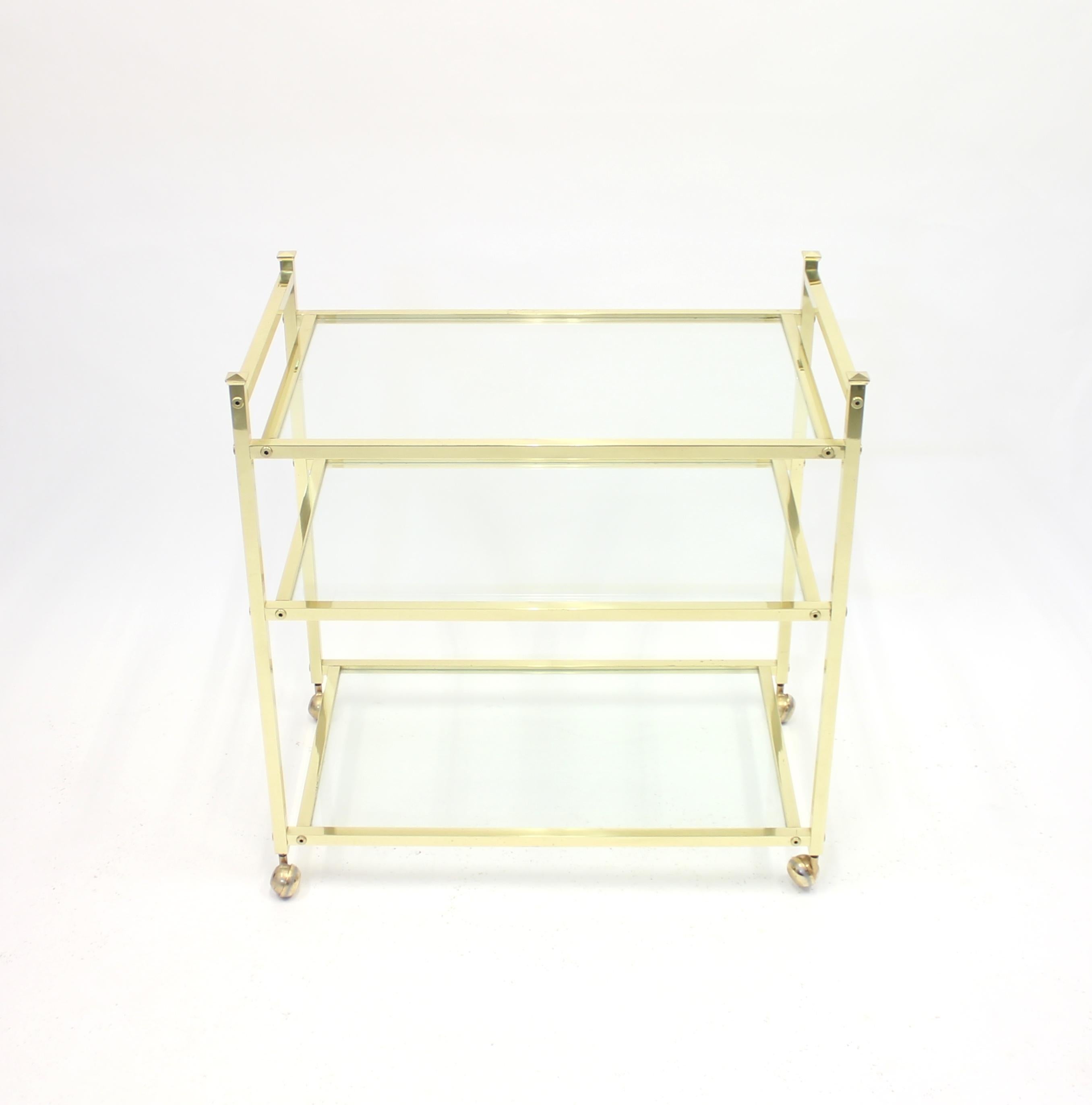 Minimalist Scandinavian Brass Bar Trolley, 1970s 3