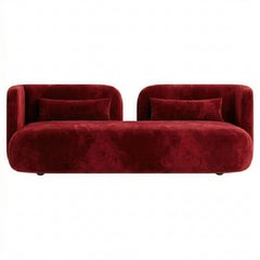 Minimalist Sculptural Compact Sofa with Rounded Feminine Silhouette in Velvet
