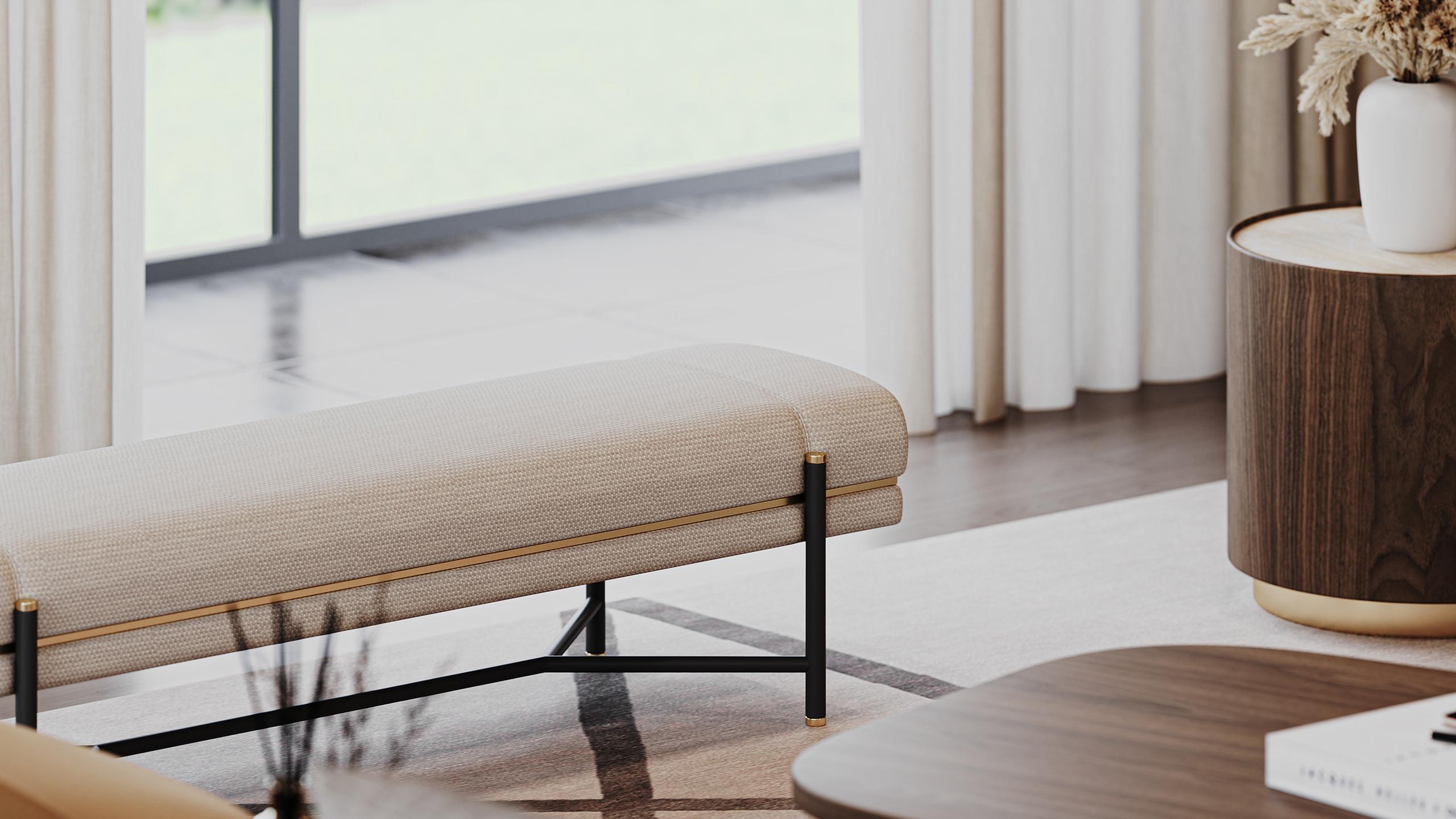Banco minimalista Serena con estructura de metal de Elbra Home Moderno de mediados de siglo en venta