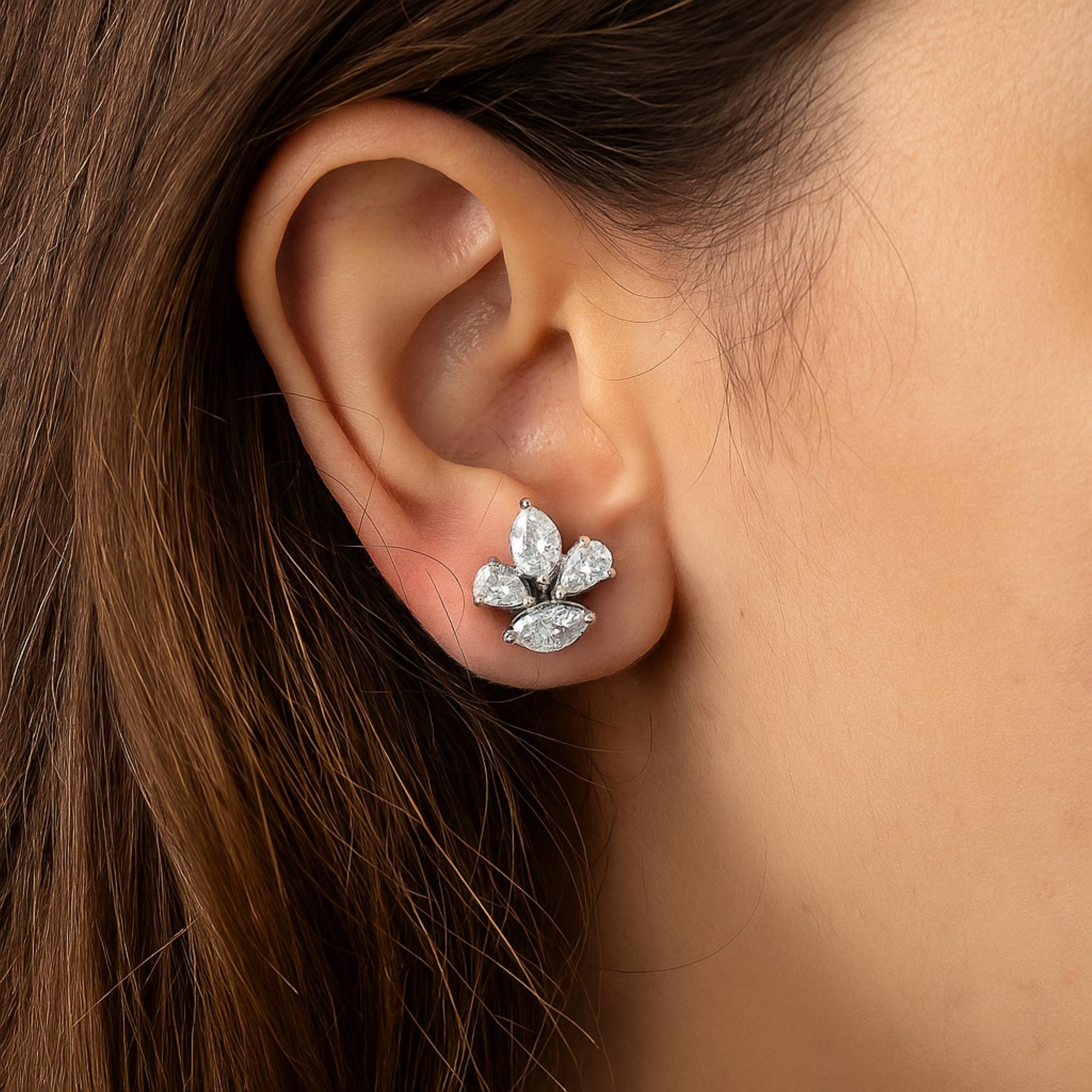 Minimalistische SI/H 1.05Ct Feine Diamant Ohrstecker 14k Massiv Weißgold Schmuck (Moderne) im Angebot