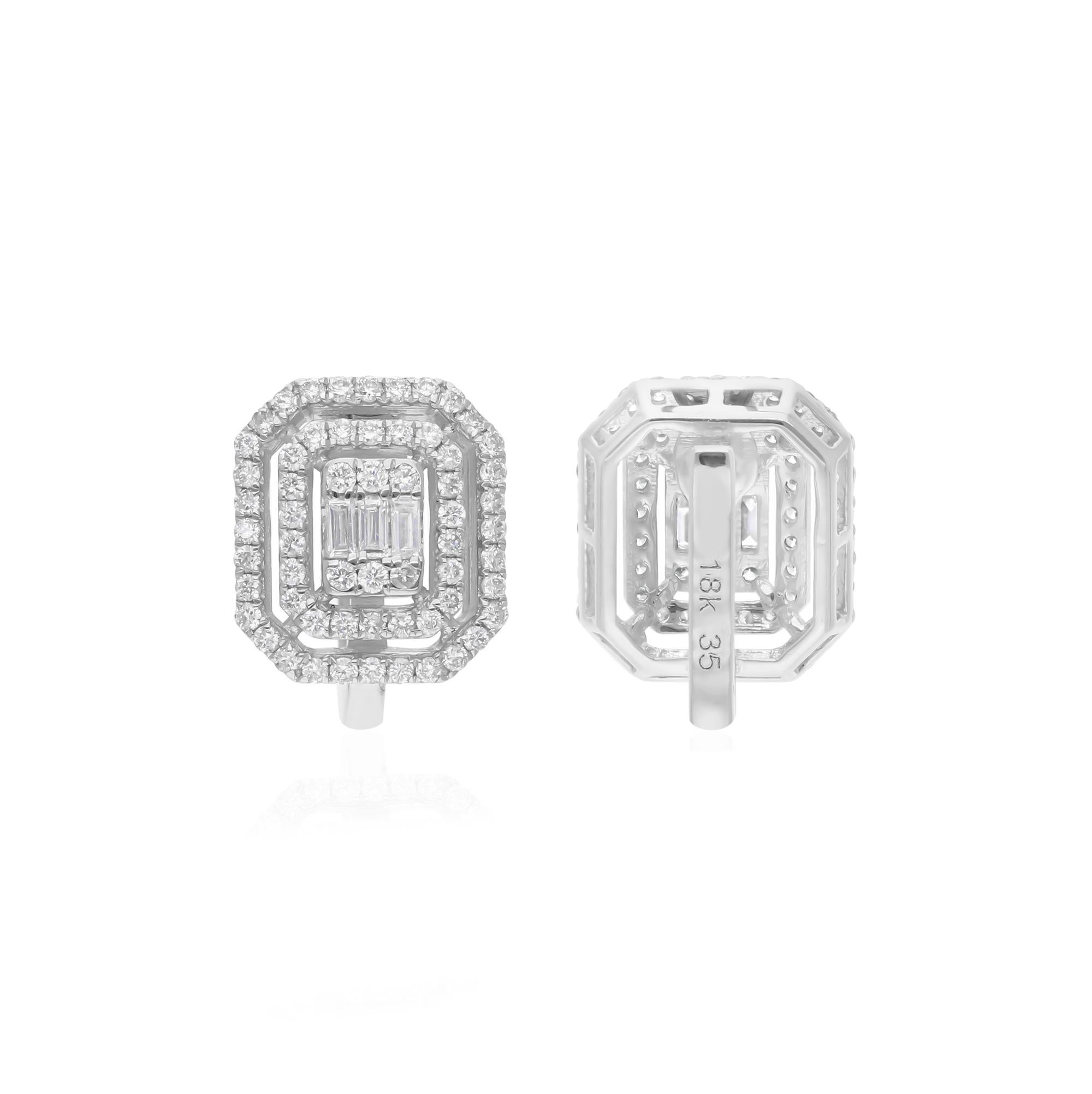 Taille mixte Minimalist SI/H Diamond Halo Stud Earrings 14k White Gold All Tariffs Paid en vente
