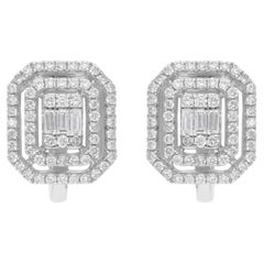 Minimalist SI/H Diamond Halo Stud Earrings 14k White Gold All Tariffs Paid