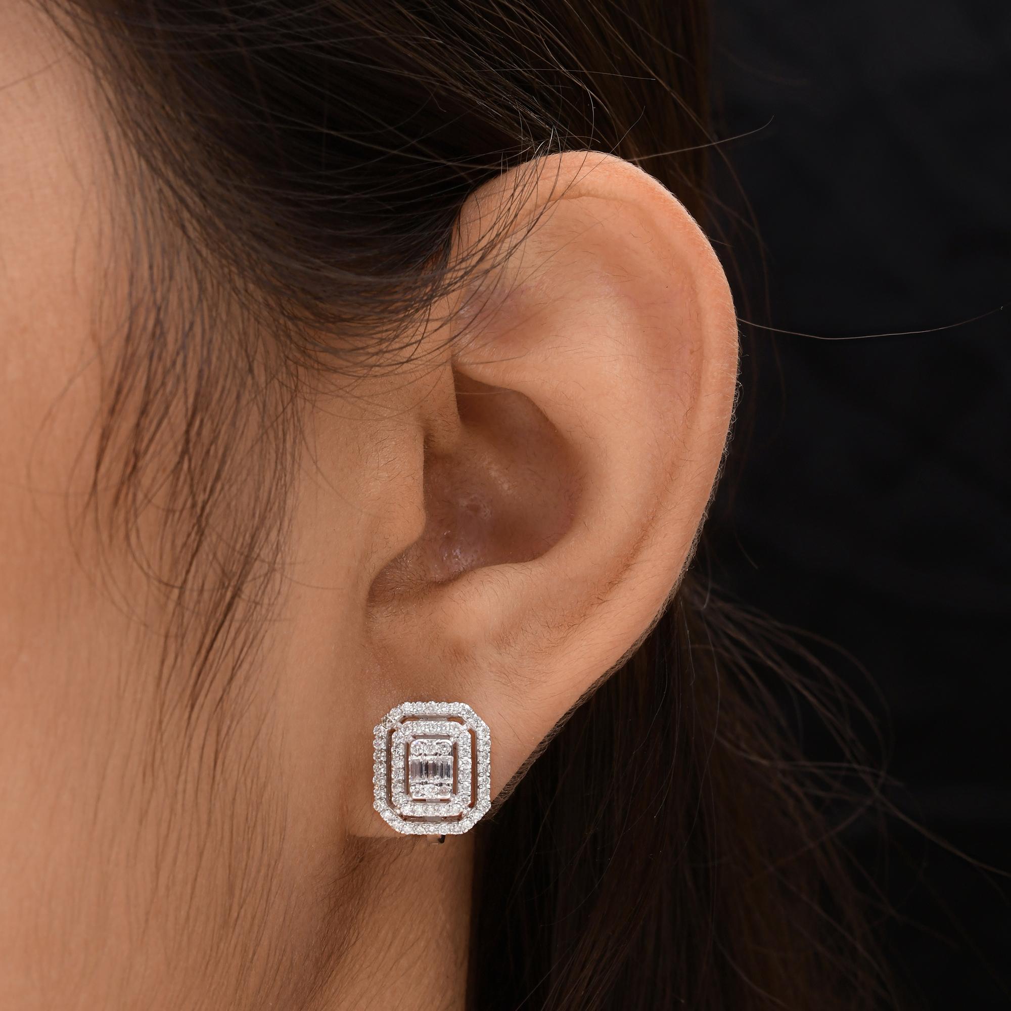 Minimalist SI/H Diamond Halo Stud Earrings 18k White Gold All Tariffs Paid
These earrings are masterfully set with mixed cut diamonds cluster set in center with double halo around making stud earrings.
Diamonds are a universal symbol of eternity,