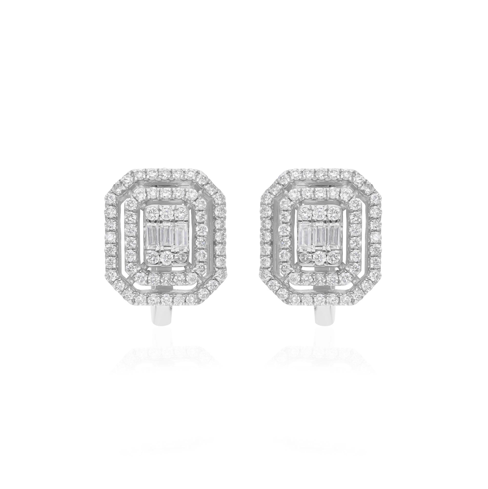 Minimalist SI/H Diamond Halo Stud Earrings 18k White Gold All Tariffs Paid Pour femmes en vente